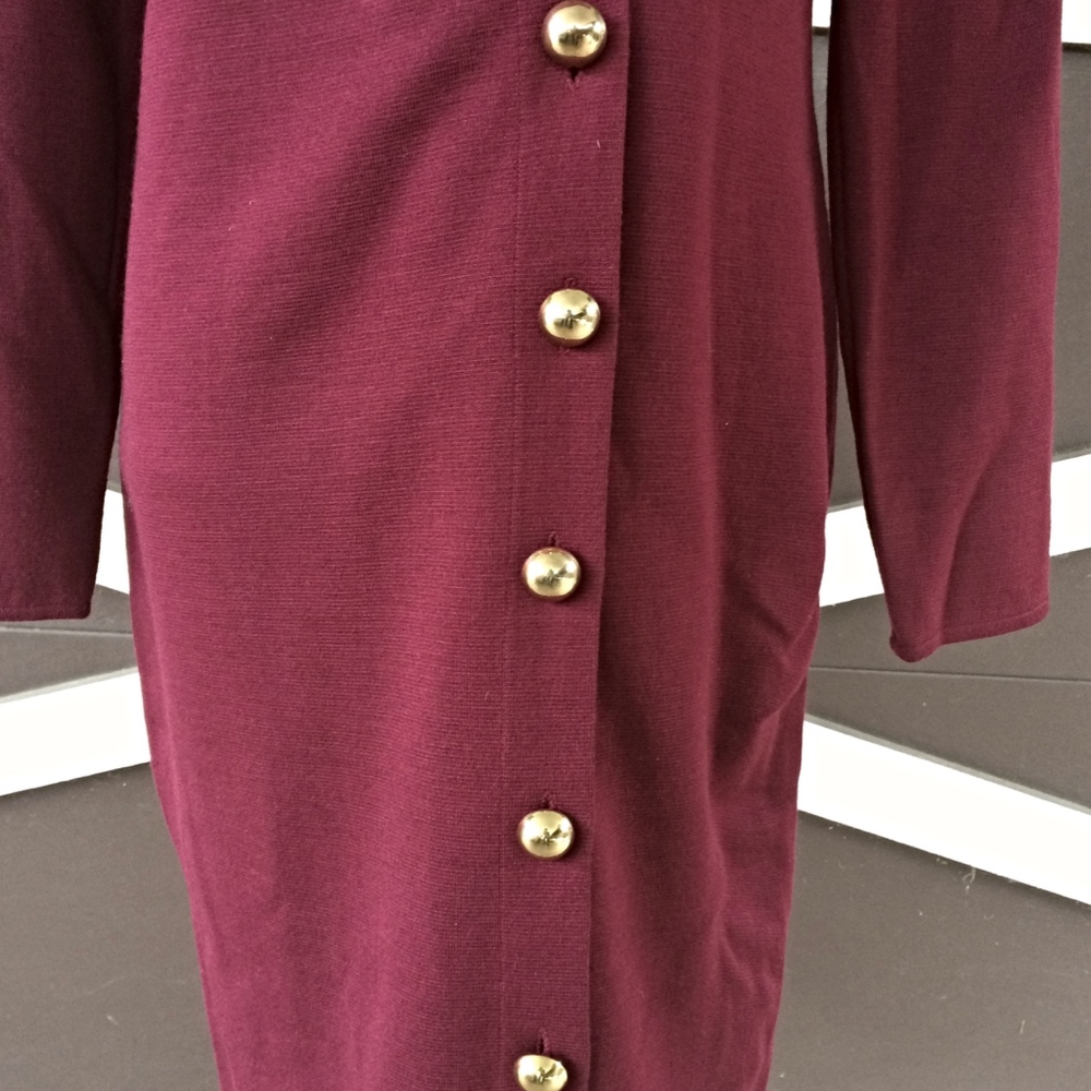 Harve Benard Dark Red Long Sleeve Wool Dress - Size Small - Picture 7 of 9
